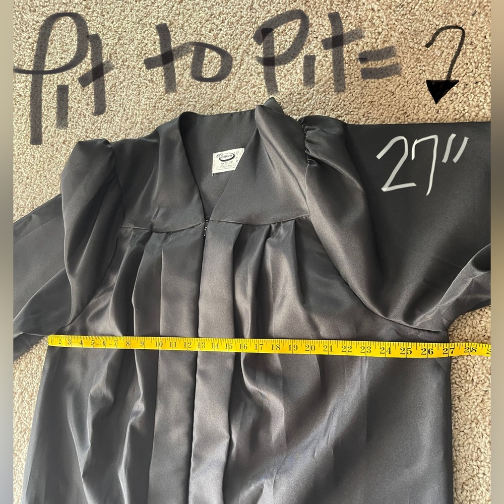 Graduation Gown, color is black.